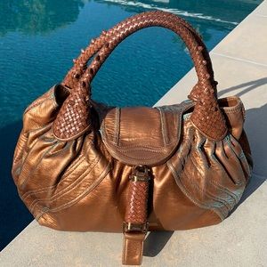 FENDI Copper & Gold Leather Spy Bag Large